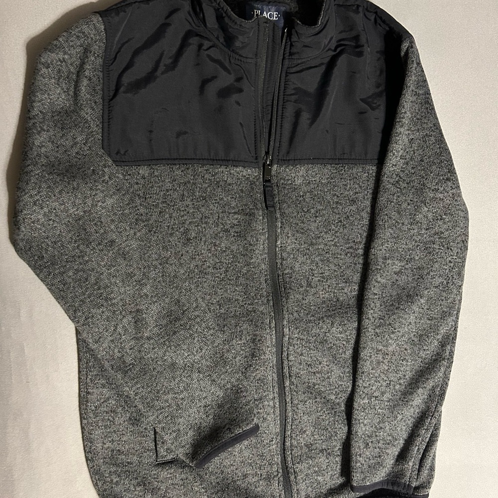 The Children's Place Sweater Fleece zip jacket Black and Gray